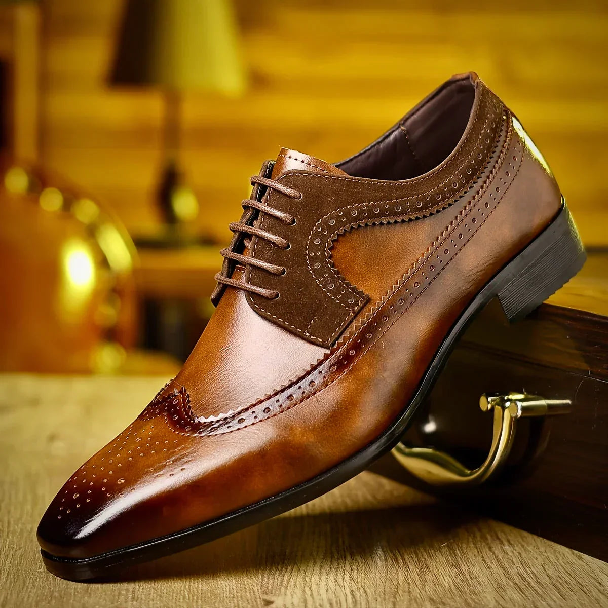 Men's Classic Black Leather Formal Dress Shoes