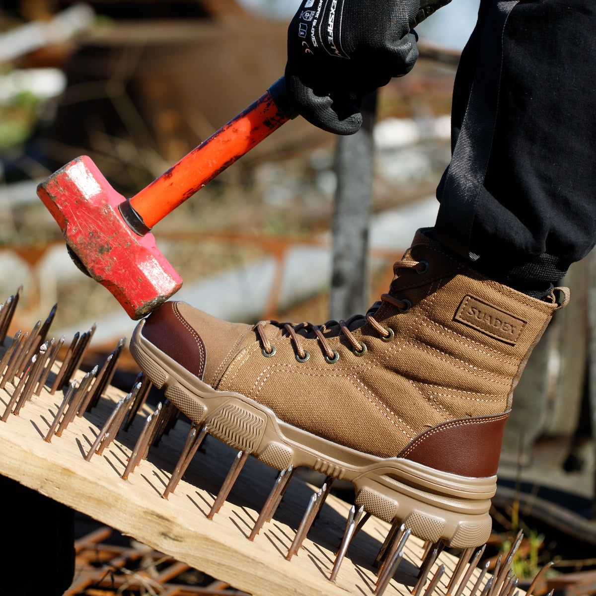 Men's Steel Toe Tactical Safety Boots with Anti-Slip Grip