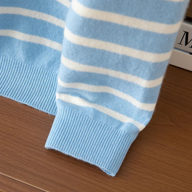 Men's Breton Striped Knitted Jumper – Crew Neck Stripe Knit