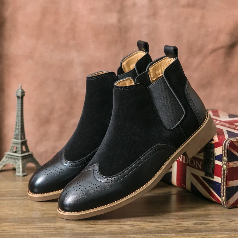 Kacob | Men's Brogue Chelsea Boots – Two Tone Wingtip Slip On Boots