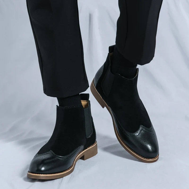 Kacob | Men's Brogue Chelsea Boots – Two Tone Wingtip Slip On Boots