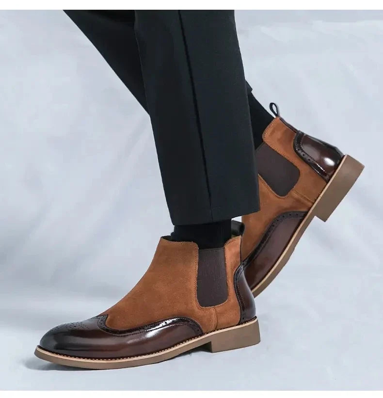 Kacob | Men's Brogue Chelsea Boots – Two Tone Wingtip Slip On Boots