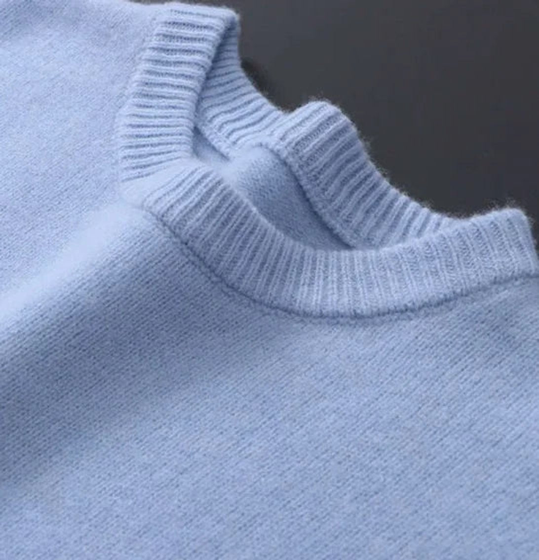 Kacob | Men's Brushed Crew Neck Knitted Jumper – Textured Pullover Jumper