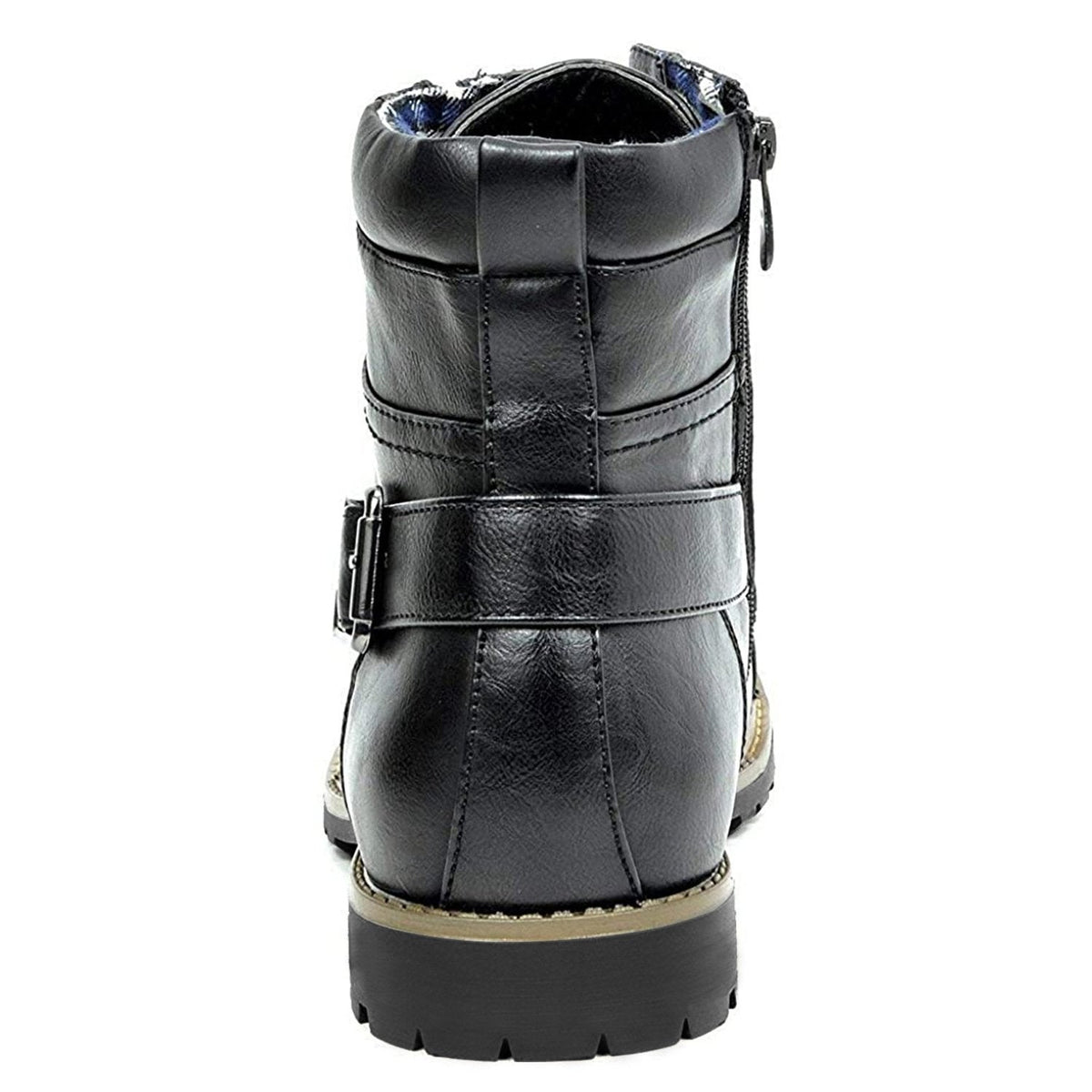 Kacob | Men's Buckle Lace Up Boots – Side Zip Cap Toe Ankle Boots