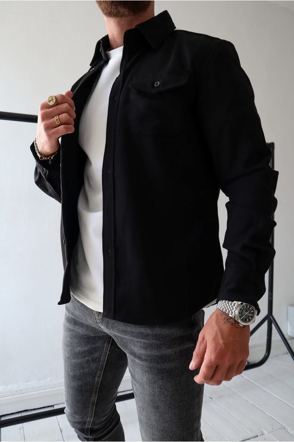 Kacob | Men's Button Up Overshirt Jacket – Long Sleeve Shacket With Chest Pockets