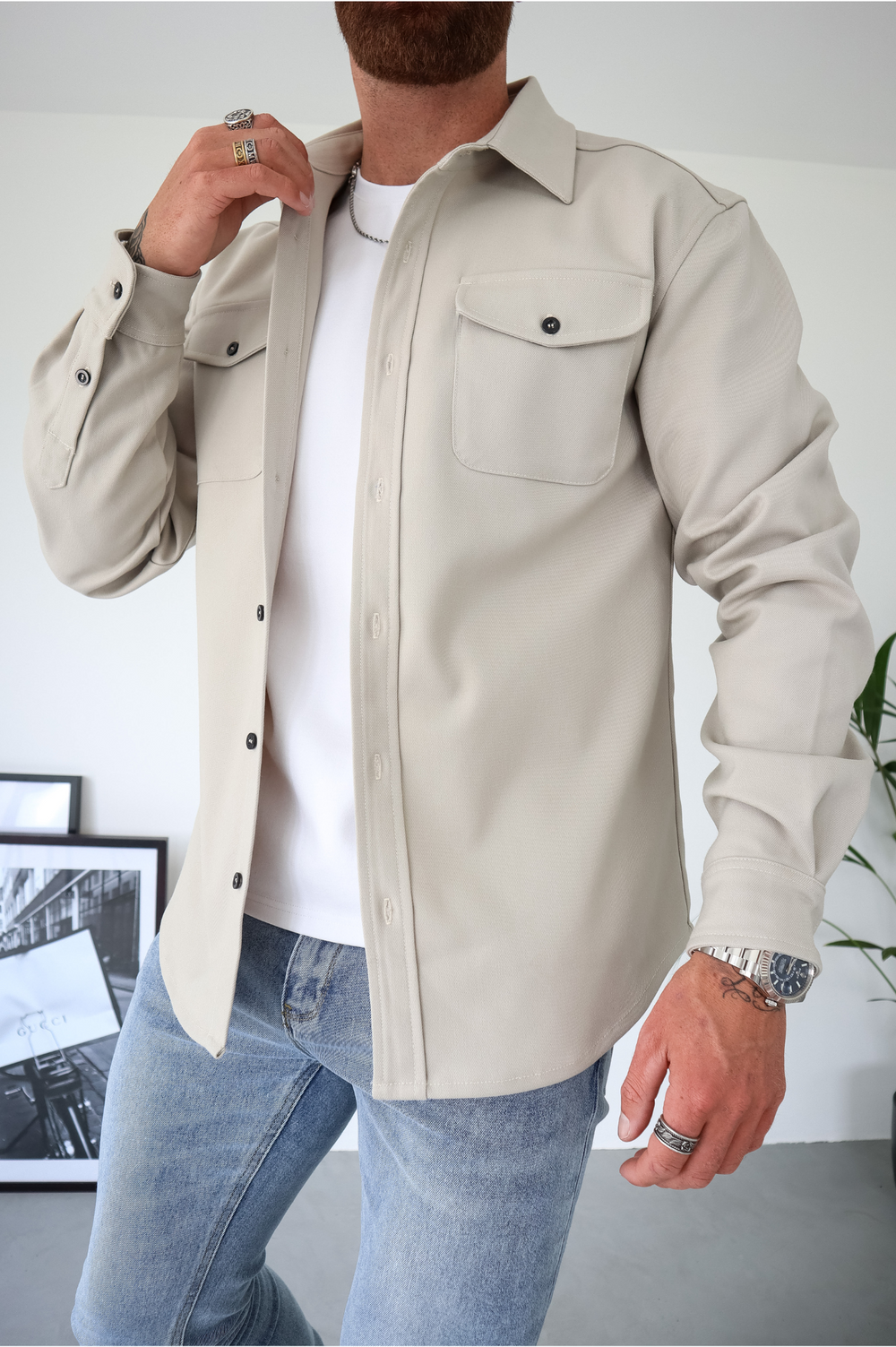 Kacob | Men's Button Up Overshirt Jacket – Long Sleeve Shacket With Chest Pockets