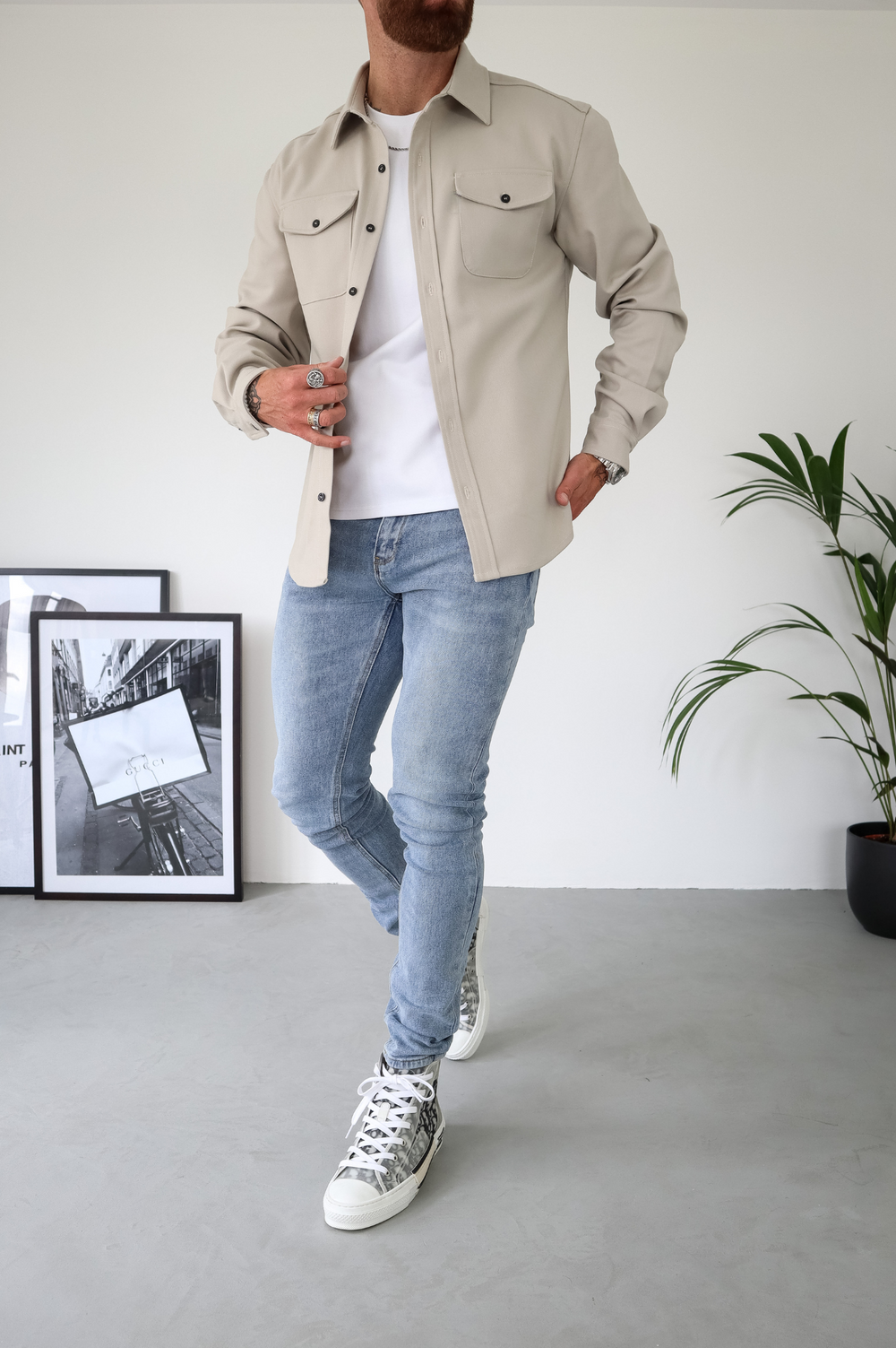 Kacob | Men's Button Up Overshirt Jacket – Long Sleeve Shacket With Chest Pockets