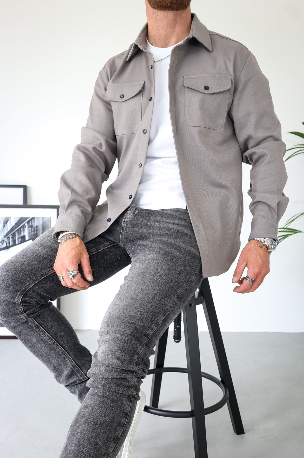 Kacob | Men's Button Up Overshirt Jacket – Long Sleeve Shacket With Chest Pockets