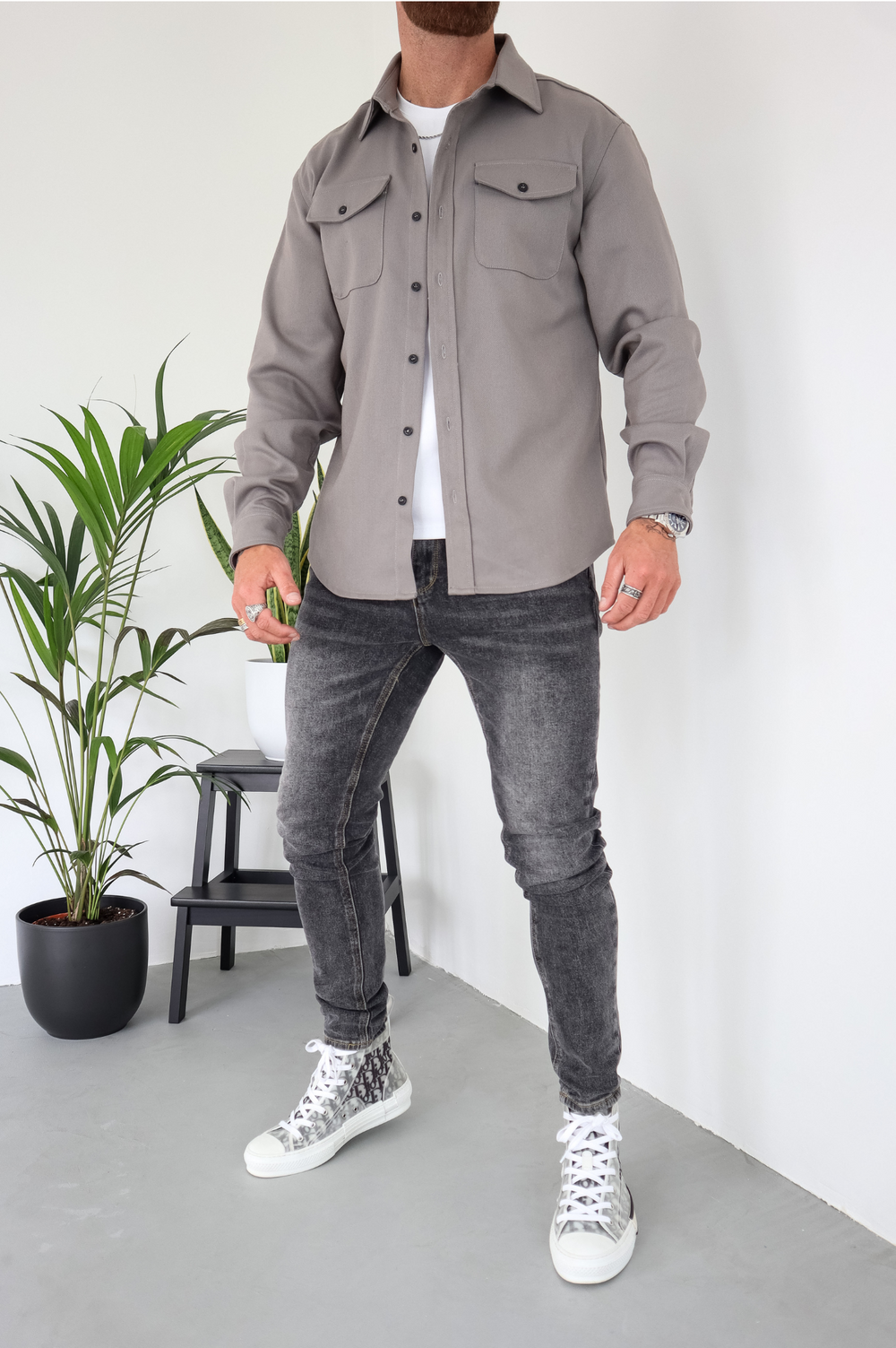 Kacob | Men's Button Up Overshirt Jacket – Long Sleeve Shacket With Chest Pockets