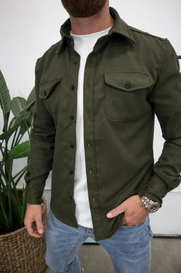 Kacob | Men's Button Up Overshirt Jacket – Long Sleeve Shacket With Chest Pockets
