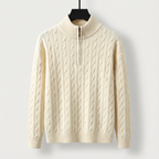 Men's Cable Knit Half Zip Jumper – Funnel Neck Knit