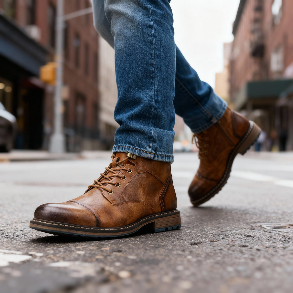 Kacob | Men's Cap Toe Lace Up Ankle Boots – Casual Smart Boots