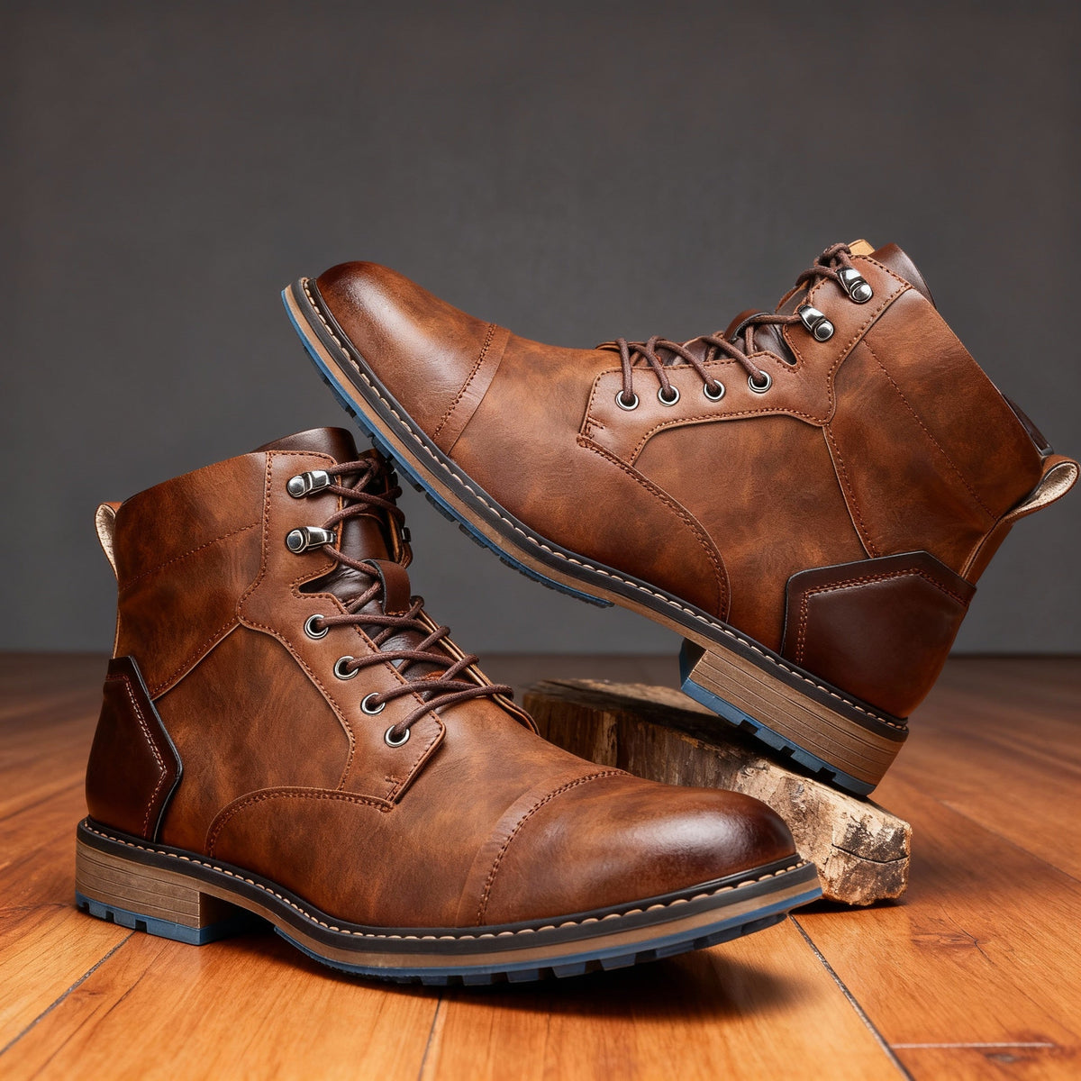 Kacob | Men's Cap Toe Lace Up Ankle Boots – Casual Smart Boots