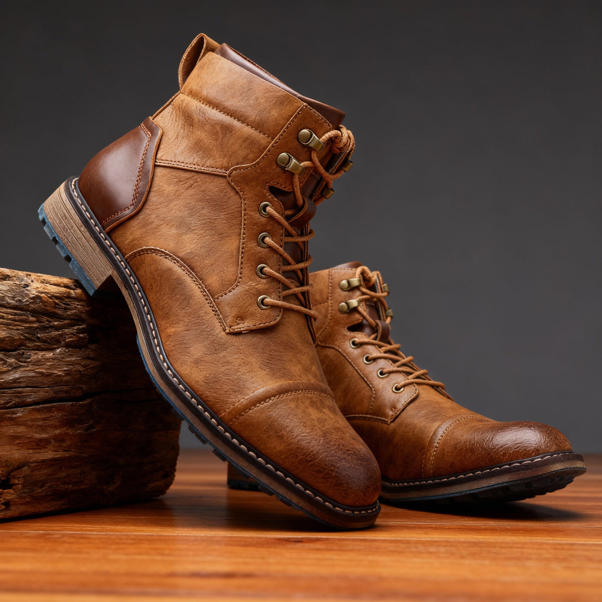 Kacob | Men's Cap Toe Lace Up Ankle Boots – Casual Smart Boots
