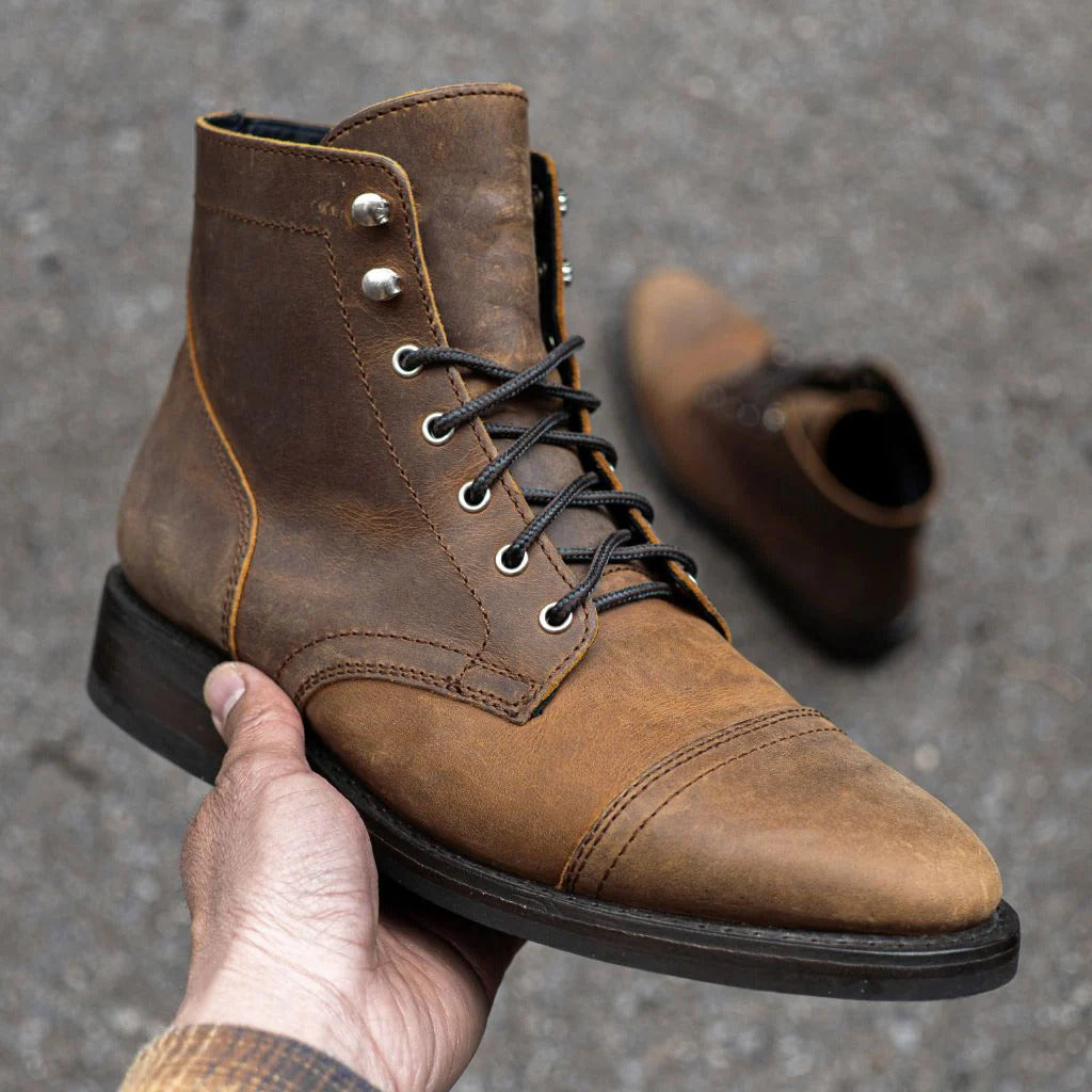 Kacob | Men's Cap Toe Lace Up Boots – Smart Casual Derby Ankle Boots