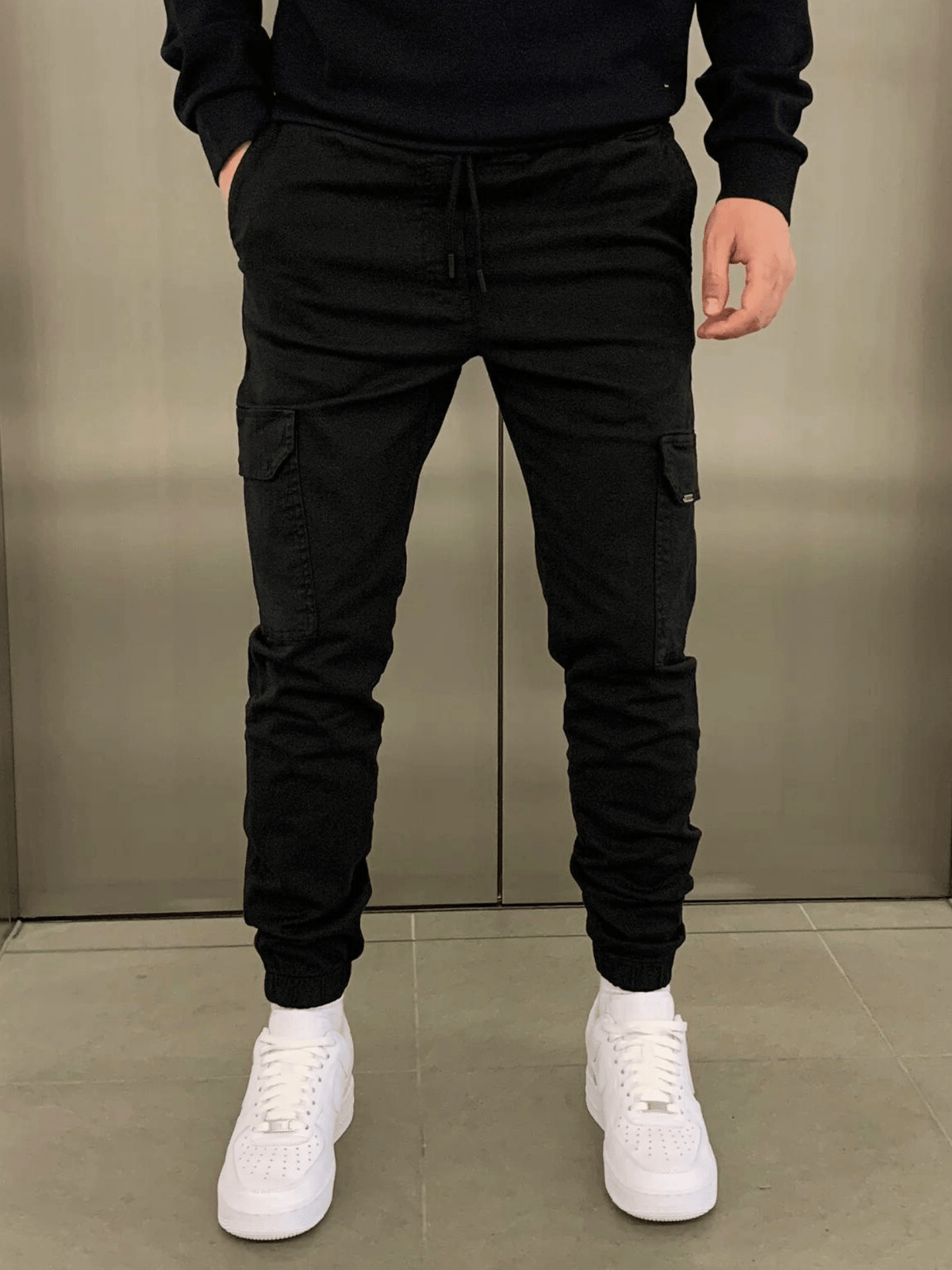 Kacob | Men's Cargo Trousers – Tapered Drawstring Utility Pants