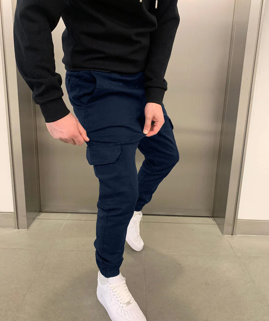 Kacob | Men's Cargo Trousers – Tapered Drawstring Utility Pants
