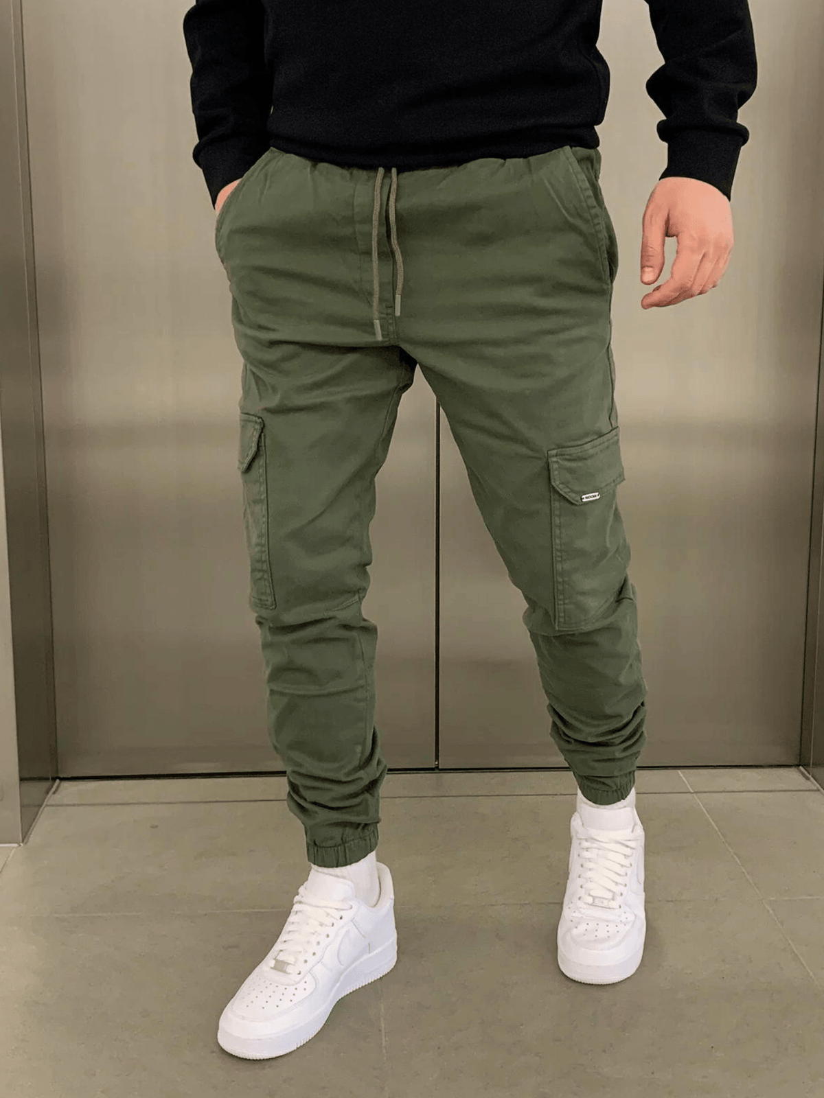 Kacob | Men's Cargo Trousers – Tapered Drawstring Utility Pants