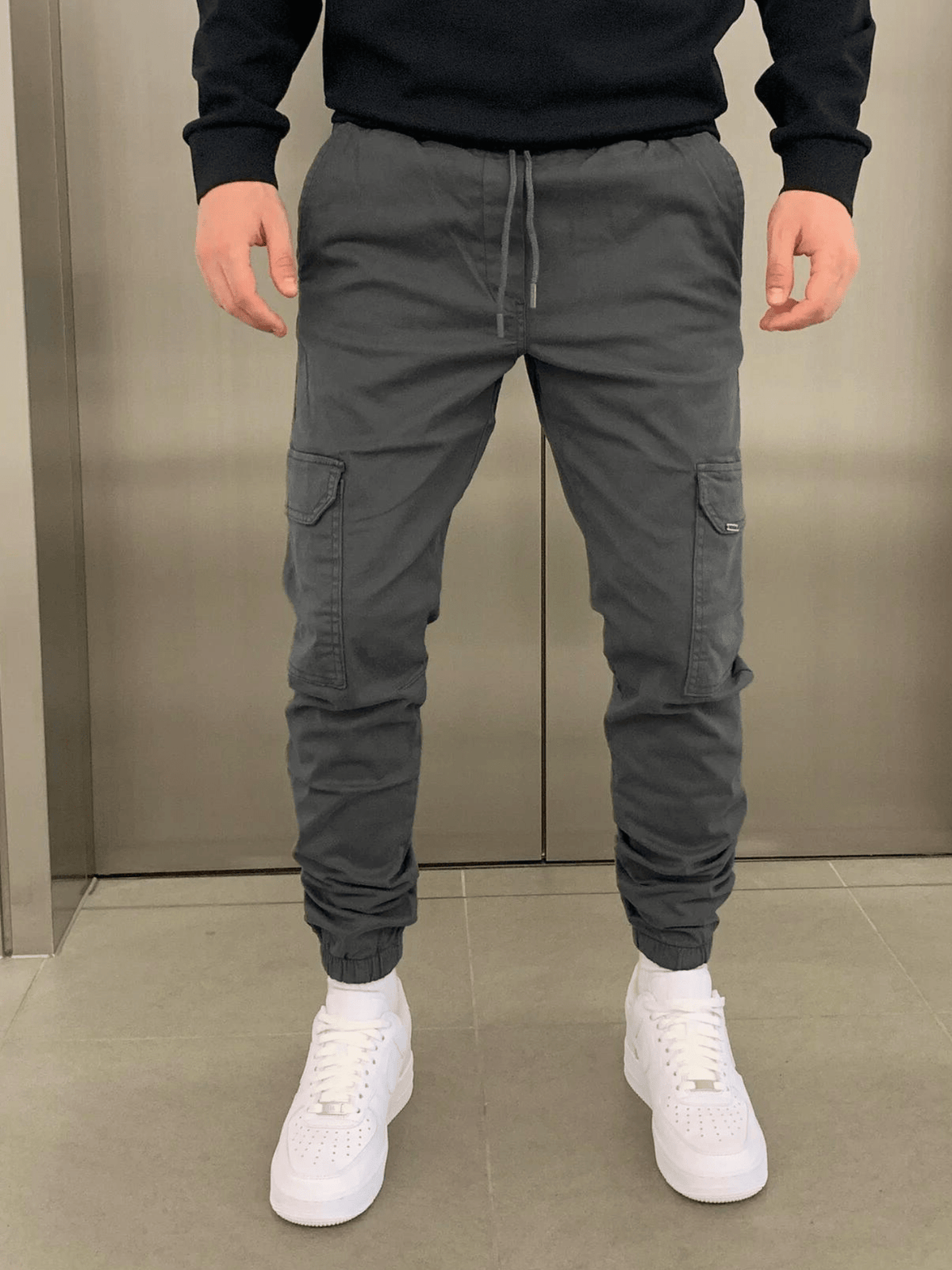 Kacob | Men's Cargo Trousers – Tapered Drawstring Utility Pants
