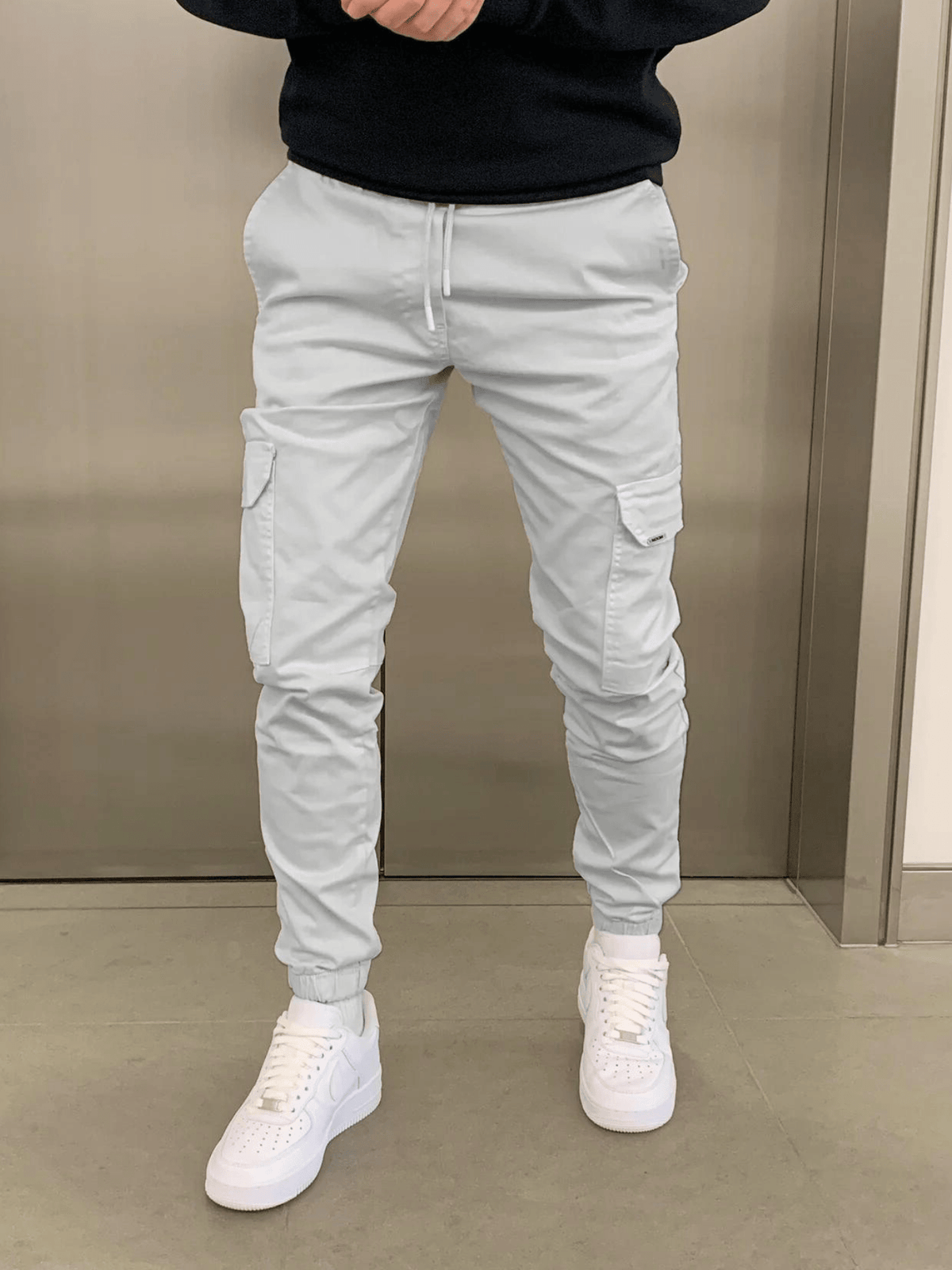 Kacob | Men's Cargo Trousers – Tapered Drawstring Utility Pants