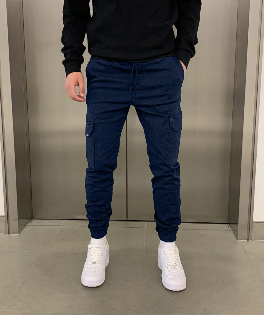 Kacob | Men's Cargo Trousers – Tapered Drawstring Utility Pants