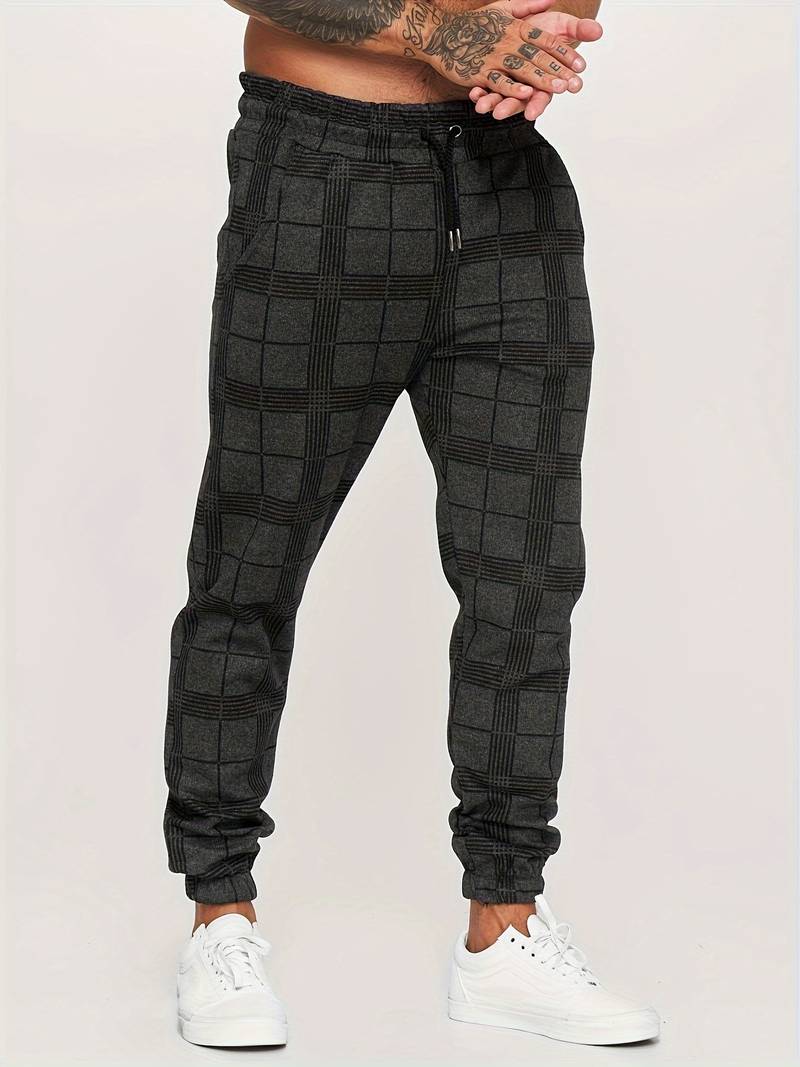 Kacob | Men's Check Trousers – Slim Fit Tapered Smart Pants