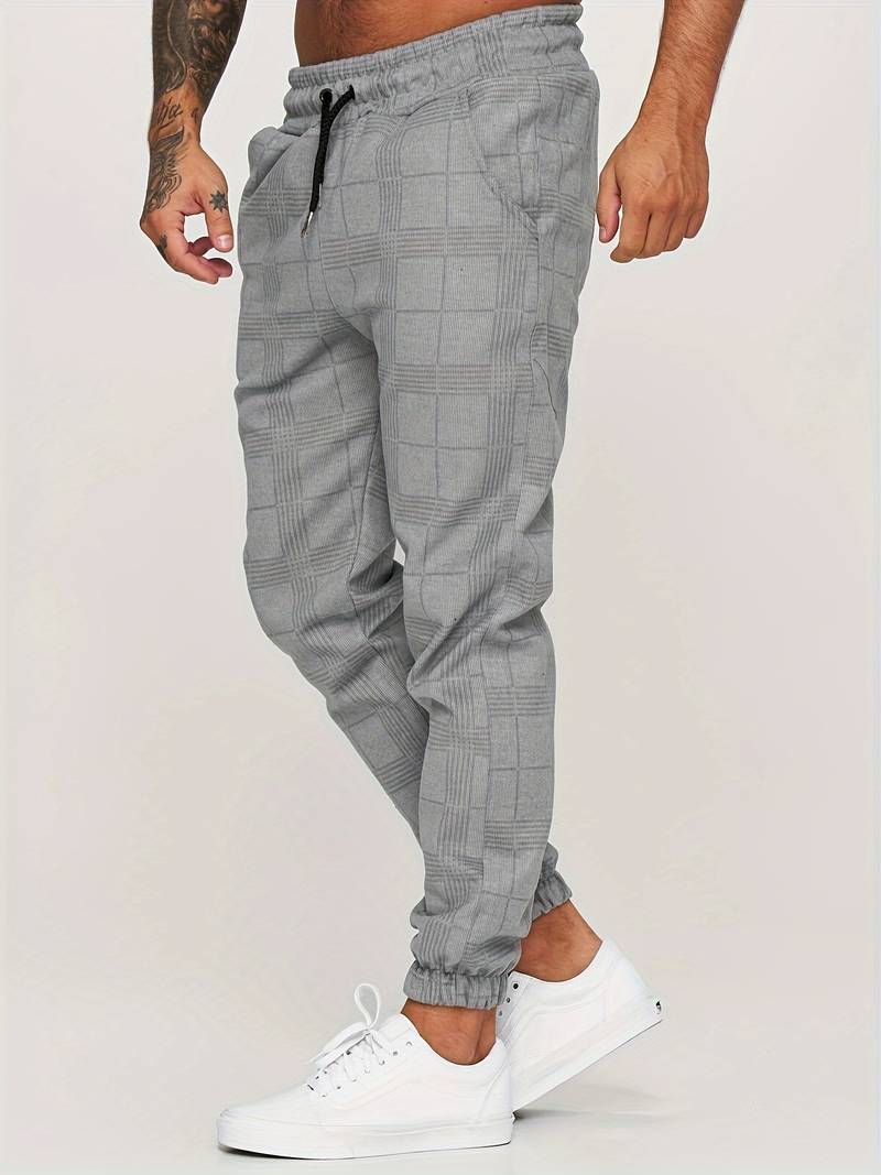 Kacob | Men's Check Trousers – Slim Fit Tapered Smart Pants