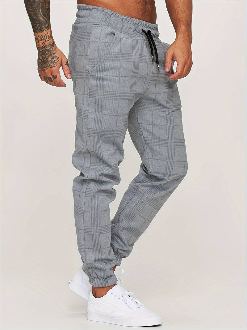 Kacob | Men's Check Trousers – Slim Fit Tapered Smart Pants