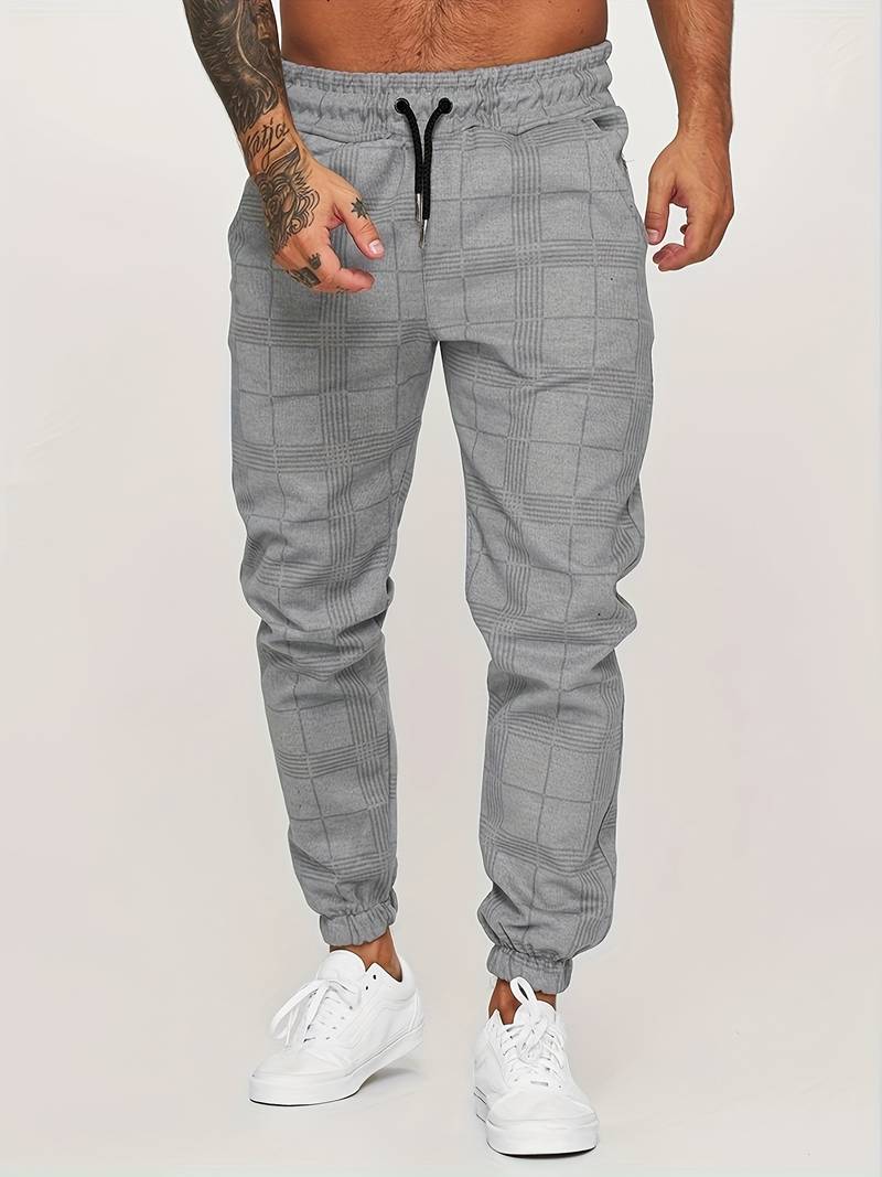 Kacob | Men's Check Trousers – Slim Fit Tapered Smart Pants