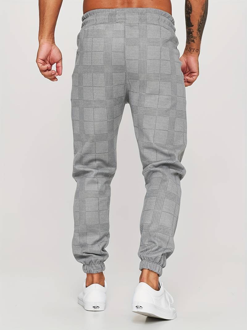 Kacob | Men's Check Trousers – Slim Fit Tapered Smart Pants
