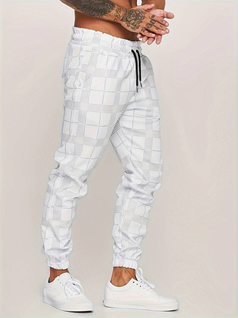 Kacob | Men's Check Trousers – Slim Fit Tapered Smart Pants
