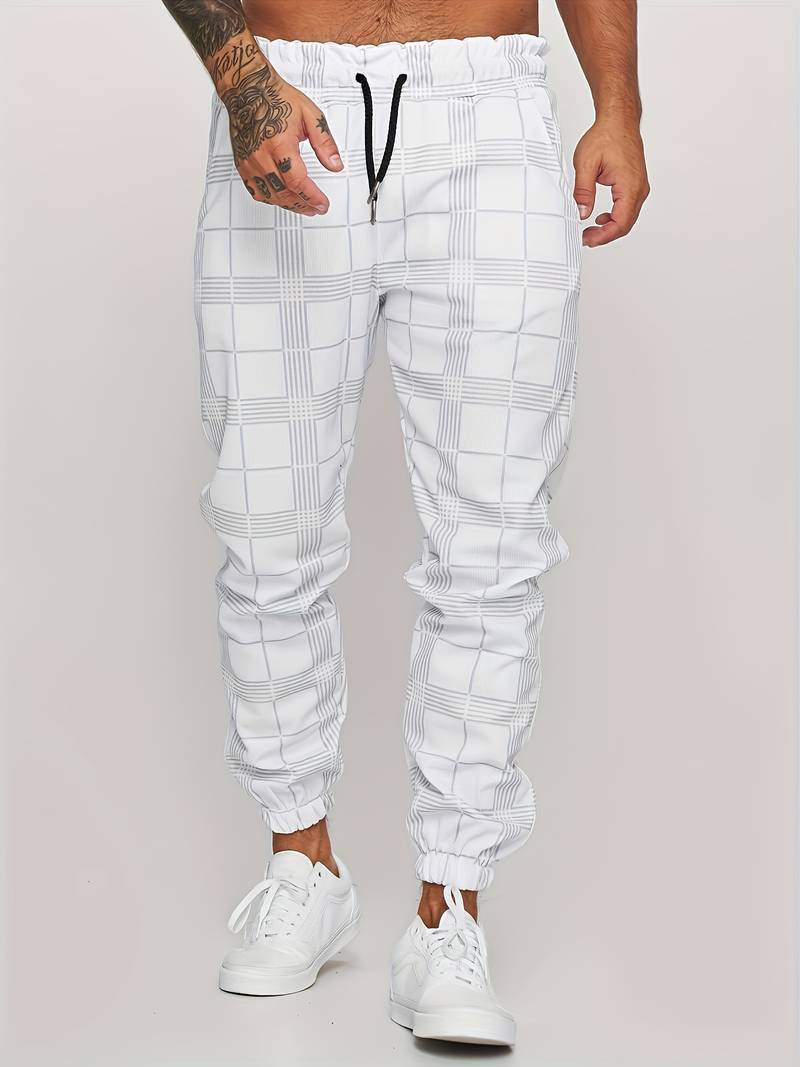 Kacob | Men's Check Trousers – Slim Fit Tapered Smart Pants