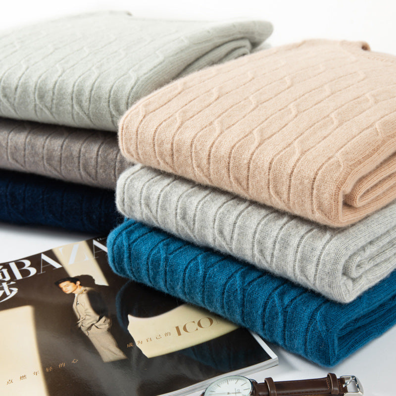 Men's Chunky Cable Knit Jumper – Crew Neck Ribbed Trim Knit