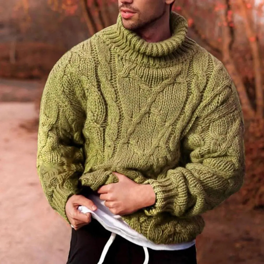 Kacob | Men's Chunky Cable Knit Jumper – High Neck Winter Sweater