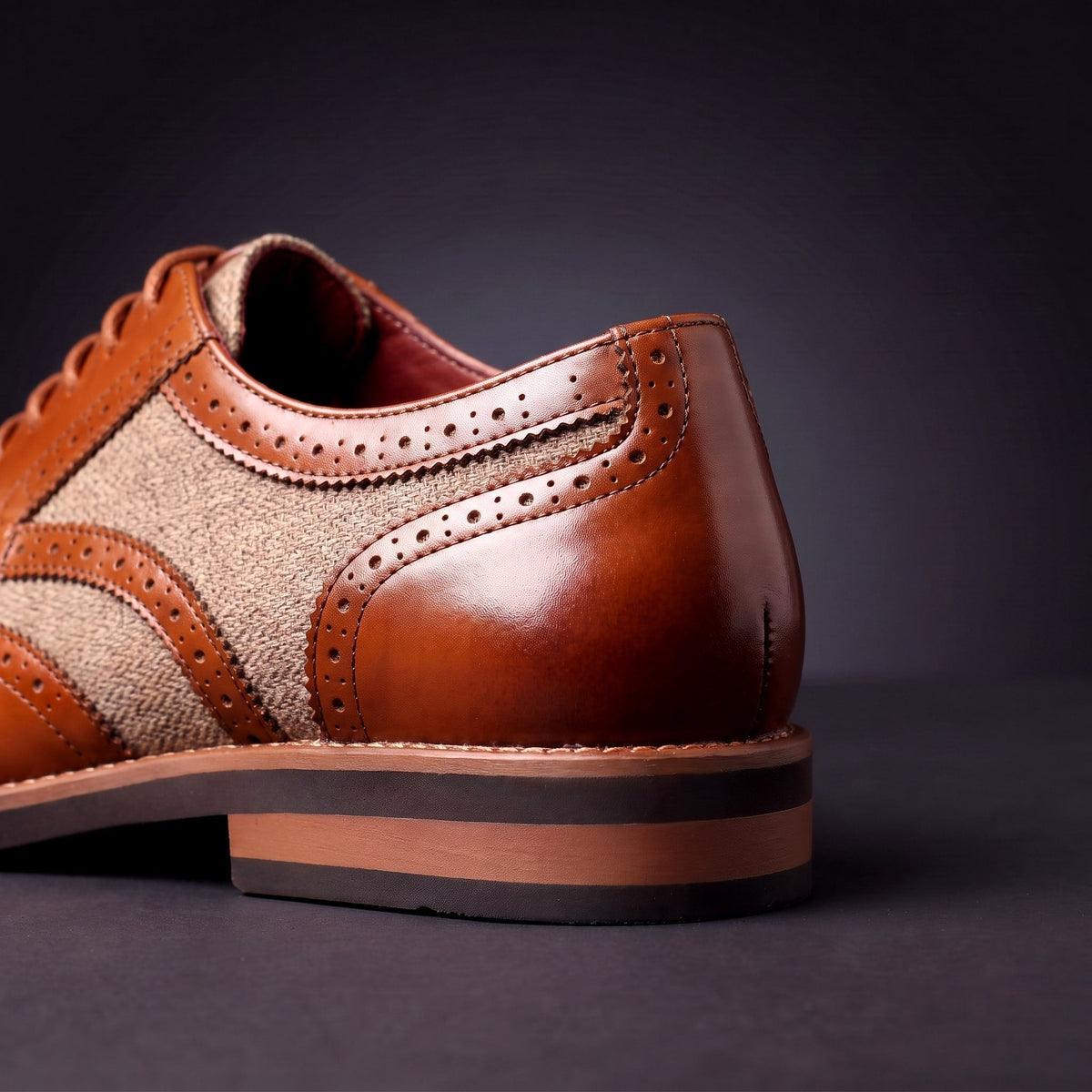 Kacob | Men's Classic Brogues – Contrast Wingtip Lace Up Dress Shoes