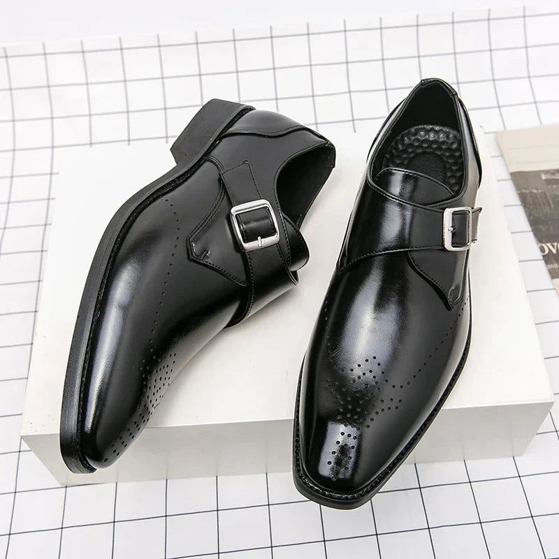 Men's Classic Formal Dress Shoes with Monk Strap Buckle