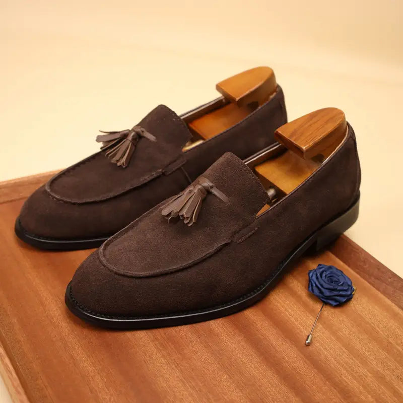 Men's Classic Leather Slip-On Loafers with Anti-Slip Sole