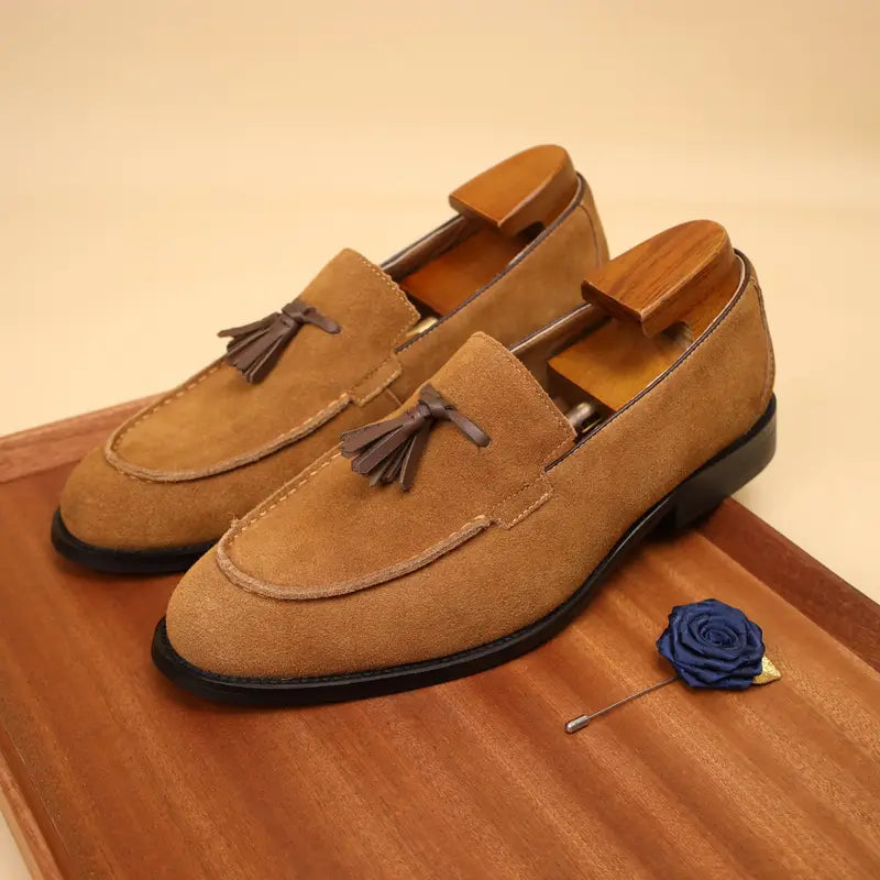 Men's Classic Leather Slip-On Loafers with Anti-Slip Sole