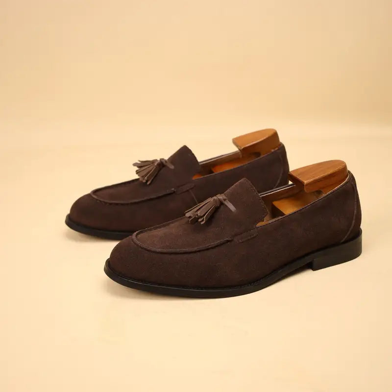 Men's Classic Leather Slip-On Loafers with Anti-Slip Sole
