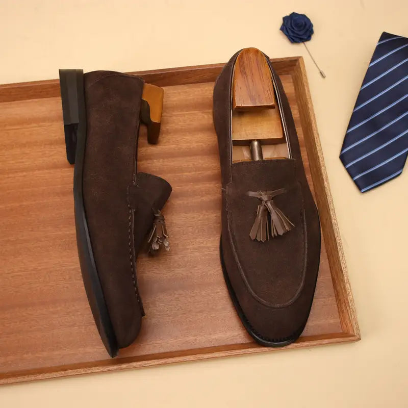 Men's Classic Leather Slip-On Loafers with Anti-Slip Sole