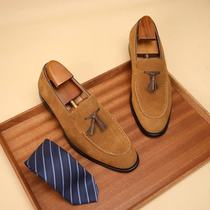 Men's Classic Leather Slip-On Loafers with Anti-Slip Sole