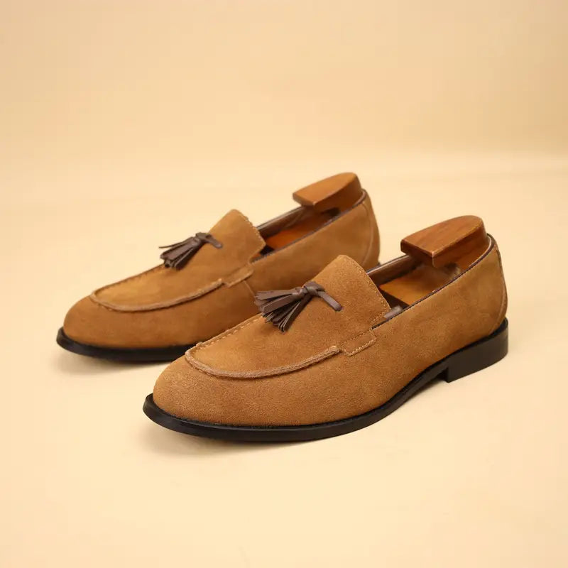Men's Classic Leather Slip-On Loafers with Anti-Slip Sole