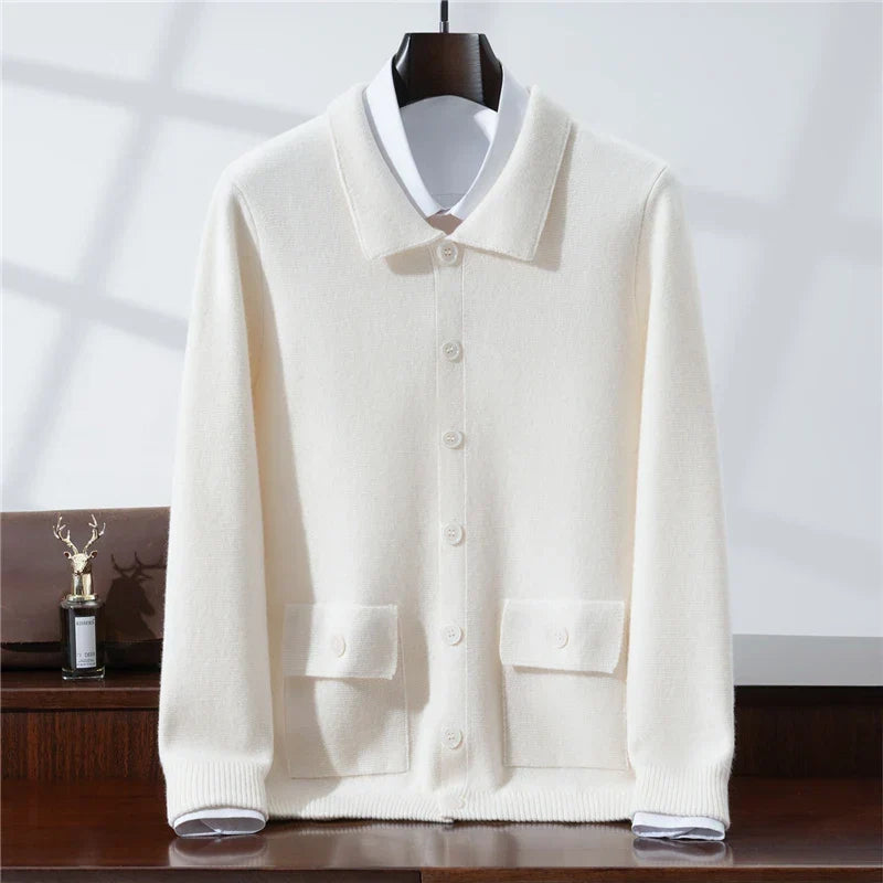 Men's Collared Button Up Knitted Cardigan – Polo Collar Cardigan