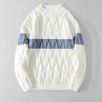 Men's Colour Block Knitted Jumper – Textured Crew Neck Knit