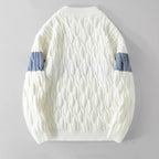 Men's Colour Block Knitted Jumper – Textured Crew Neck Knit