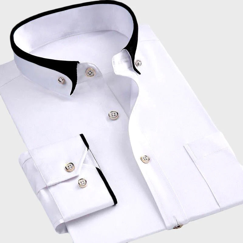 Kacob | Men's Contrast Collar Shirt – Slim Fit Button Down Collar Shirt