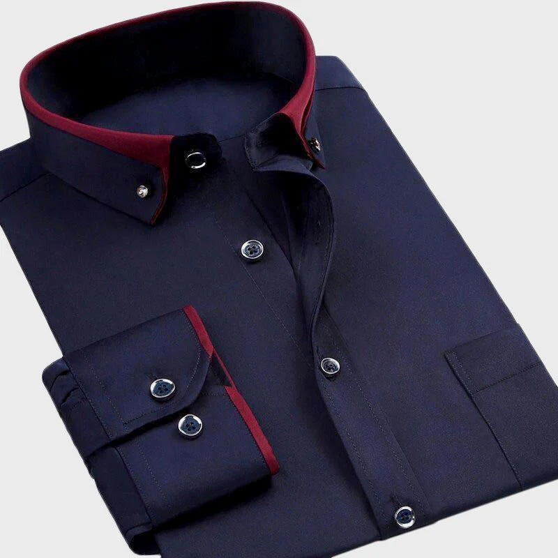 Kacob | Men's Contrast Collar Shirt – Slim Fit Button Down Collar Shirt