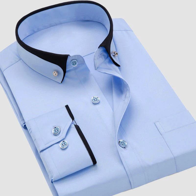 Kacob | Men's Contrast Collar Shirt – Slim Fit Button Down Collar Shirt