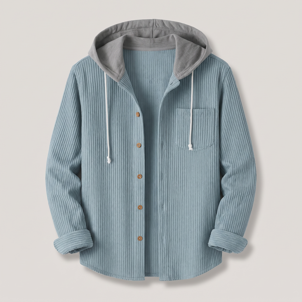Kacob | Men's Corduroy Button Up Hoodie – Hooded Overshirt Shacket