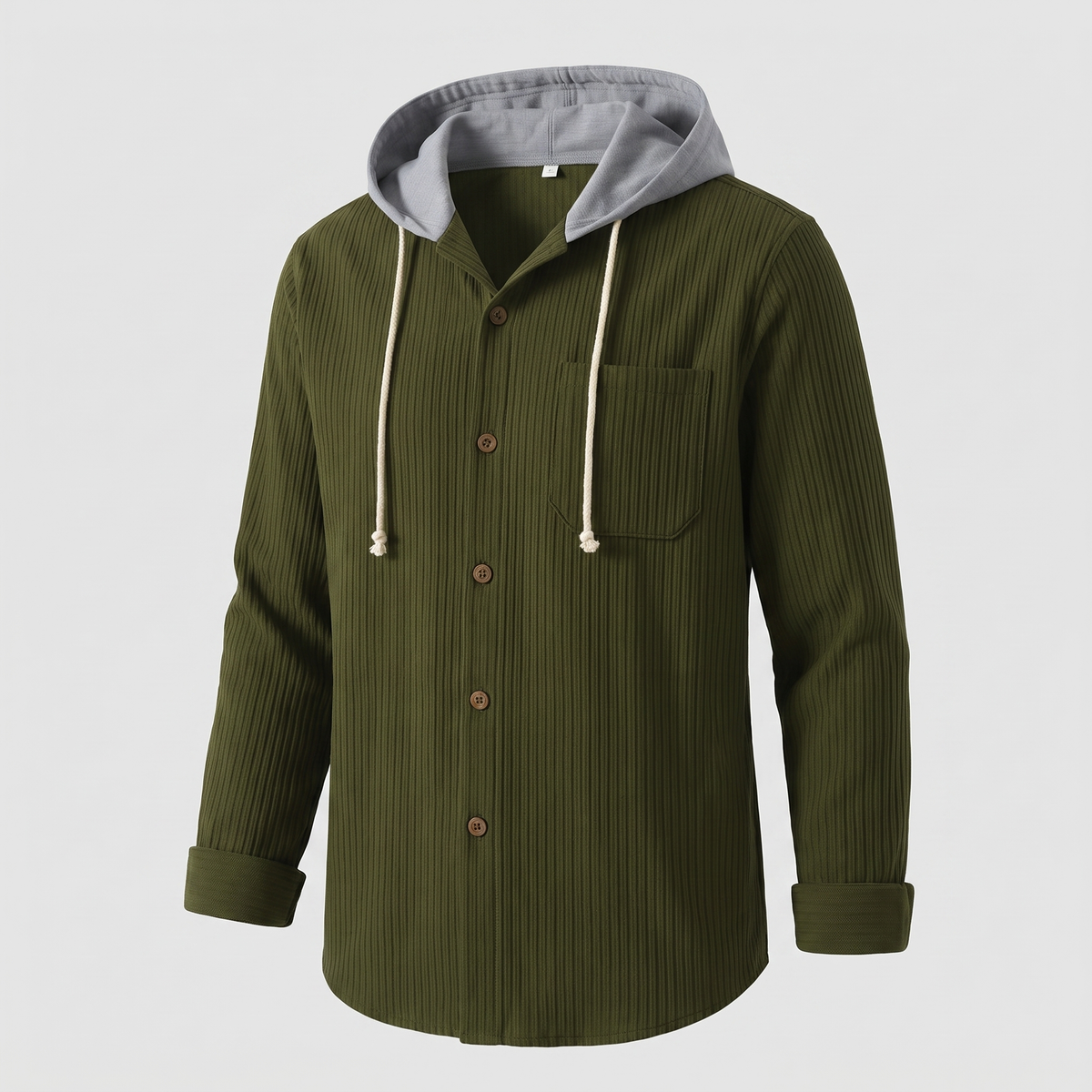 Kacob | Men's Corduroy Button Up Hoodie – Hooded Overshirt Shacket